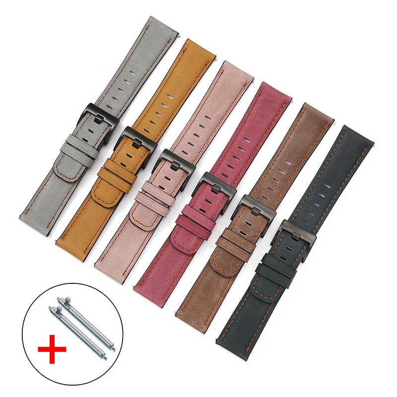 20mm 22mm Italian Oil Wax Genuine Leather Band for Samsung Galaxy Watch 3 46mm 42mm Gear S3 Active 2 Strap Huawei GT2 Bracelet