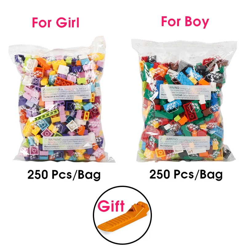 250-1800PCS Classic Building Blocks Compatible With All Major Brands DIY Colorful Bulk Bricks Model Figures For Boys Girls Kids