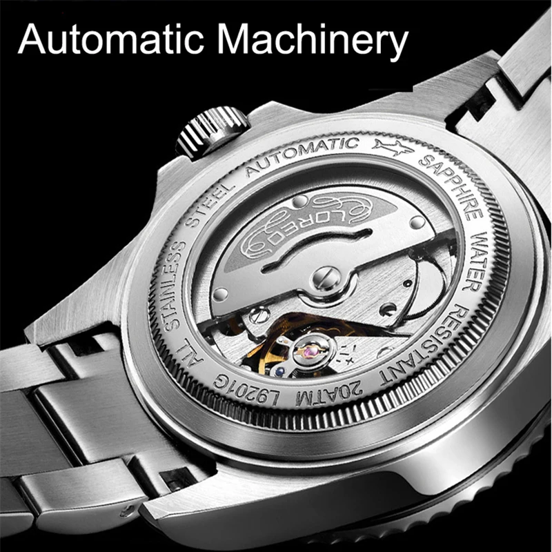 LOREO Men Military Watch 200m Waterproof Wristwatch Automatic Mechanical Clock Sport Watch Male Dropshipping relogios masculino