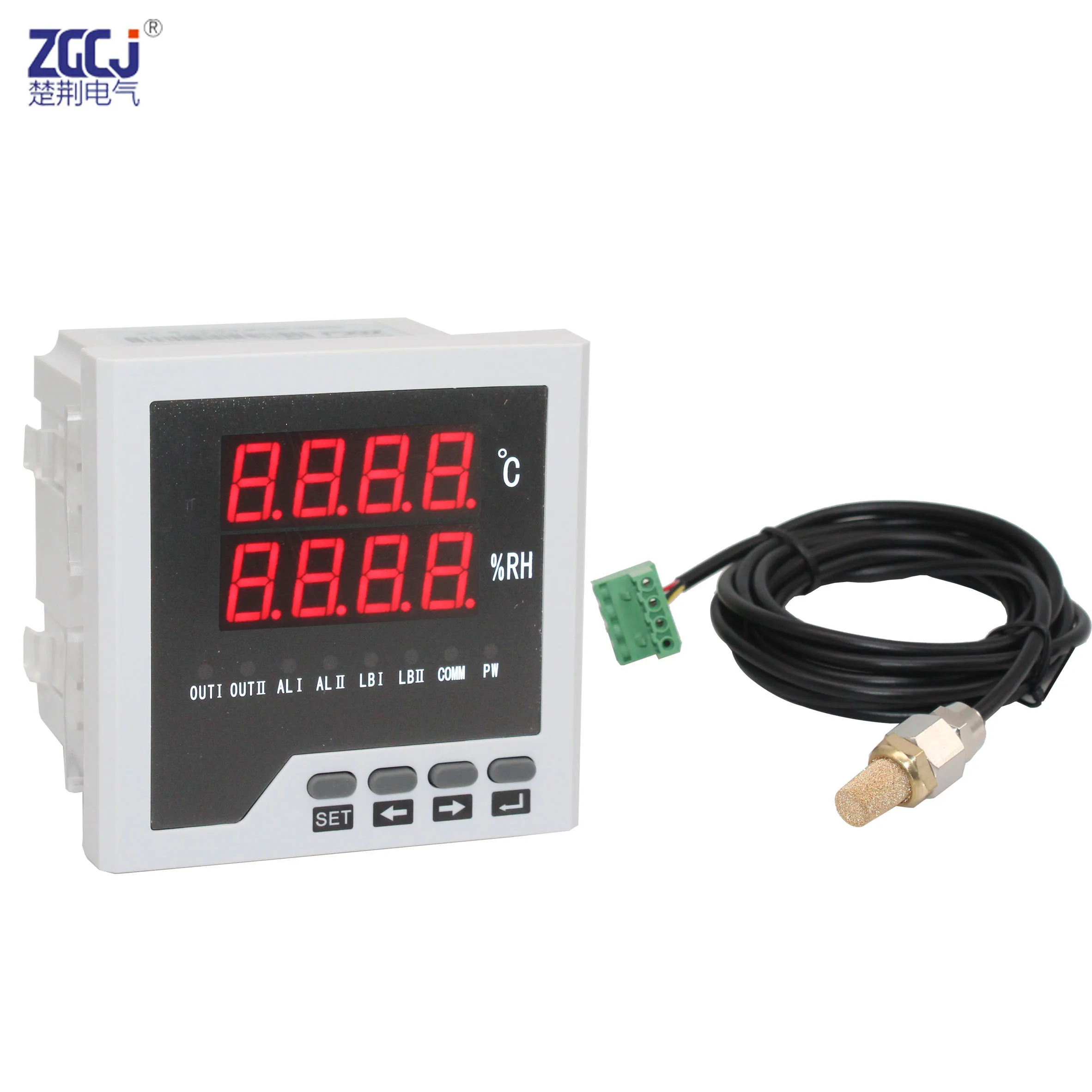 -40~100'C , 0-100%RH 96mm*96mm digital temperature and humidity controller with sensor intelligent Thermometer and hygrometer