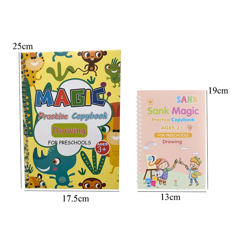 4 Books + Pen Magic Practice Book copybook for school English Word Sticker Groove Copybook For Calligraphy Montessori Toys WXICQ