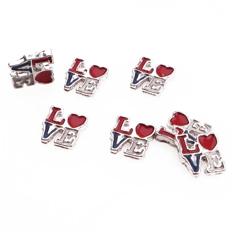 40Pcs/Lot Enamel Letter I Love You Floating Charms Words Family Love Pendant For Living  Memory Locket Jewelry Diy