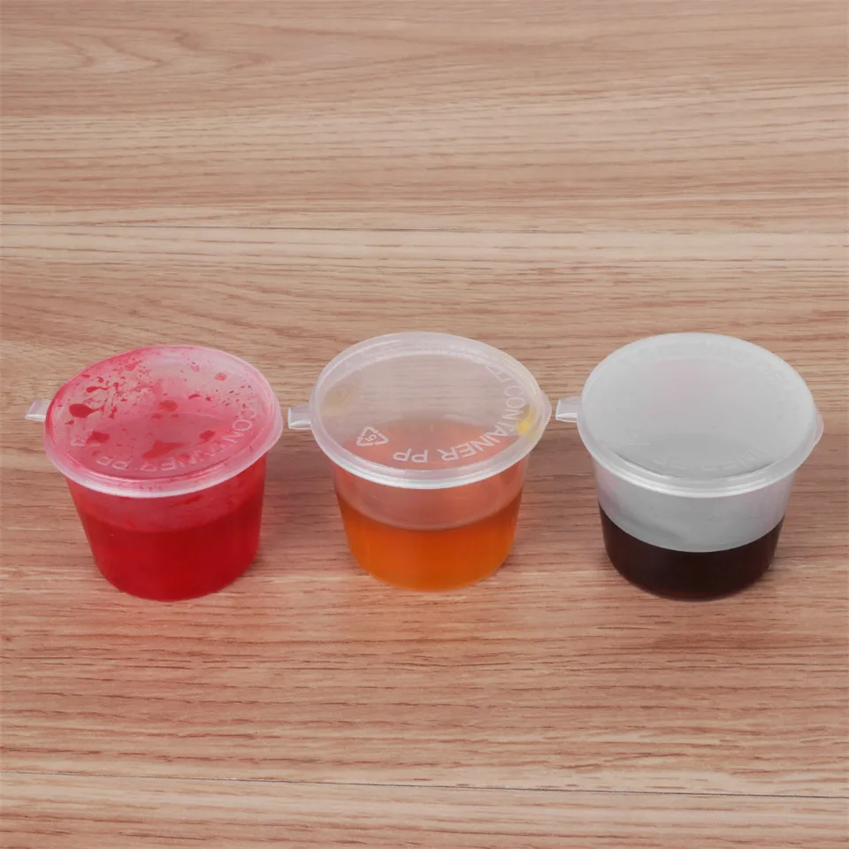 100pcs Disposable Plastic Takeaway Sauce Cup Containers Food Box with Hinged Lids Pigment Paint Box Palette Reusable