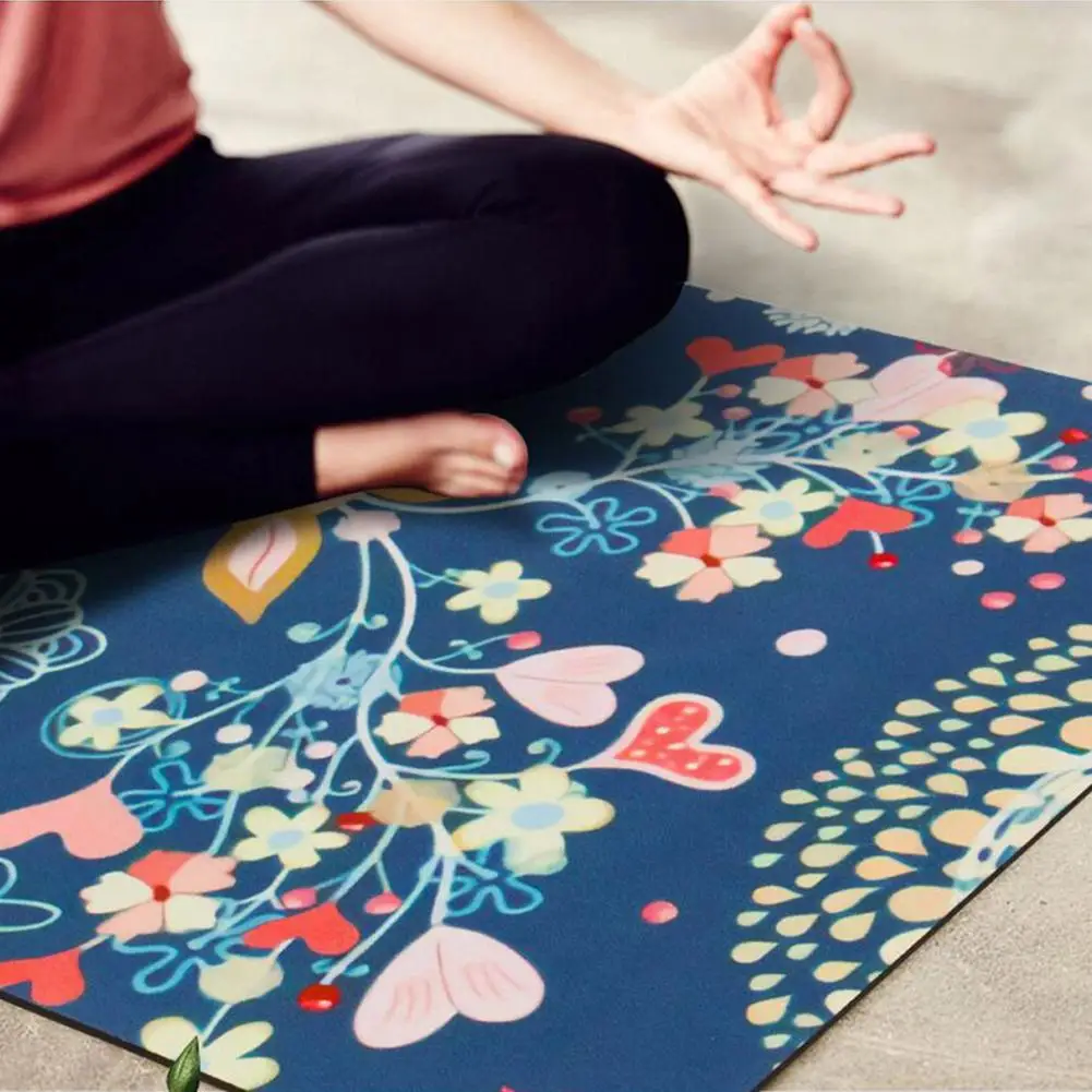 Fashion Deer Flower Printed Anti-slip Fitness Exercise Yoga Pilates Mat Carpet