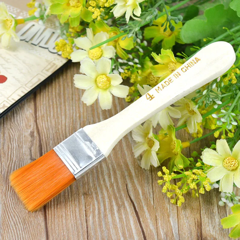 4Pcs/set Wooden Handle Nylon Paint Brush Watercolor Brushes Nylon Hair Acrylic Oil Painting Brush Kit For Artist Drawing