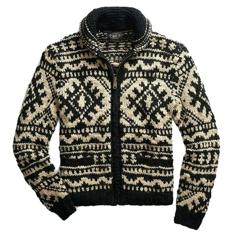 Men\'s Winter Sweater 2023 Autumn Casual Long Sleeve Jacquard Knitted Sweater M-3XL Oversized Sweaters Zipper Cardigan Men Coat