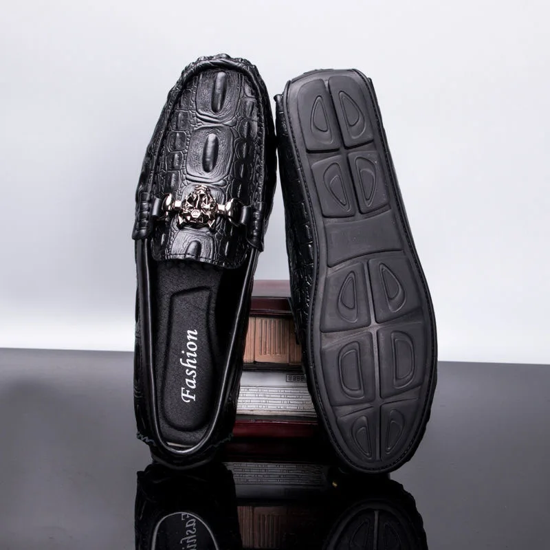 2021 Shoes Man 100% Genuine Leather Man Flat Shoes Casual Loafers Slip On Flats Shoes Moccasins Man Driving Shoes