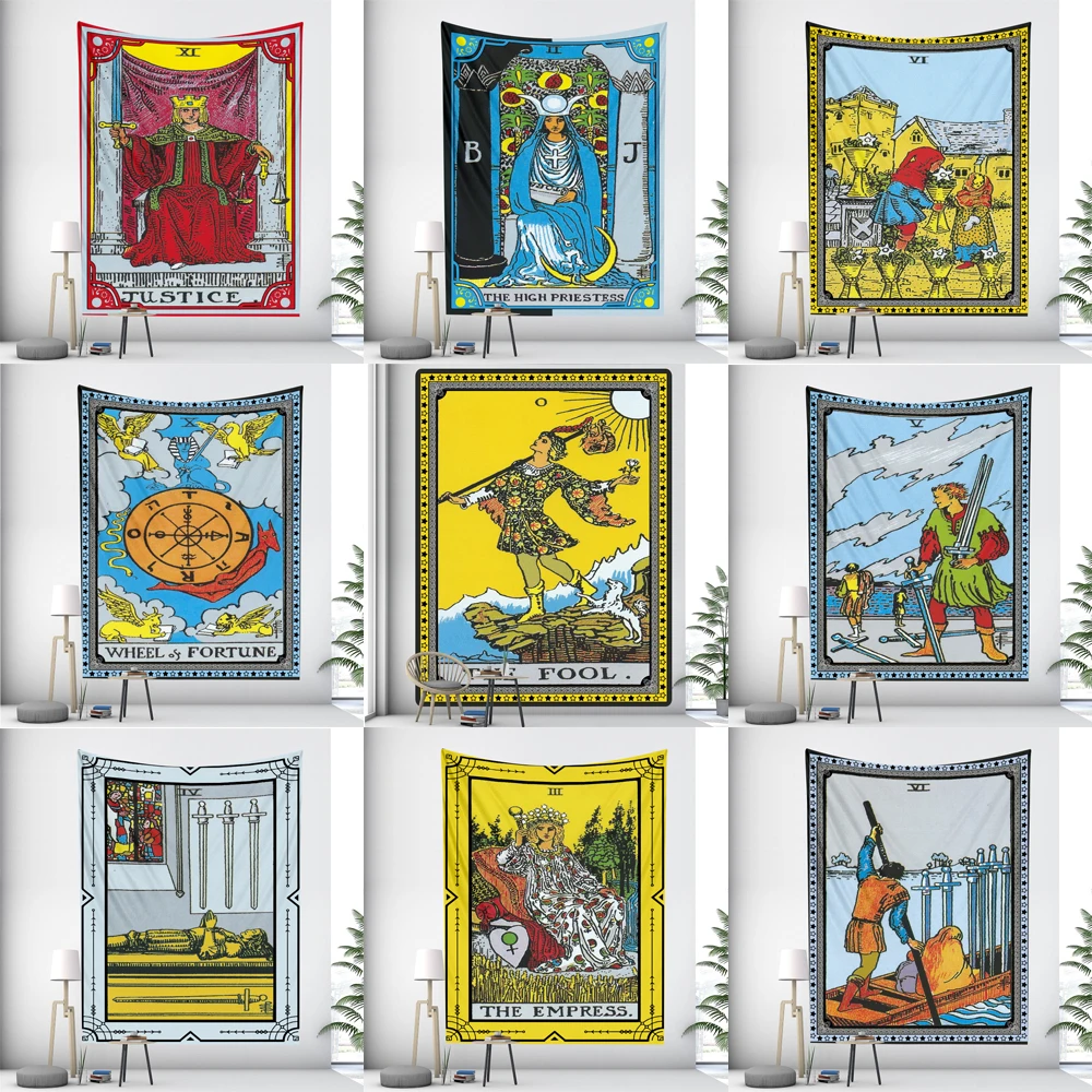 Tarot czary dekoracja wnętrz gobelin artystyczny Hippie Bohemia ściana wisząca psychodeliczna scena sypialnia dekoracje ścienne arkusze