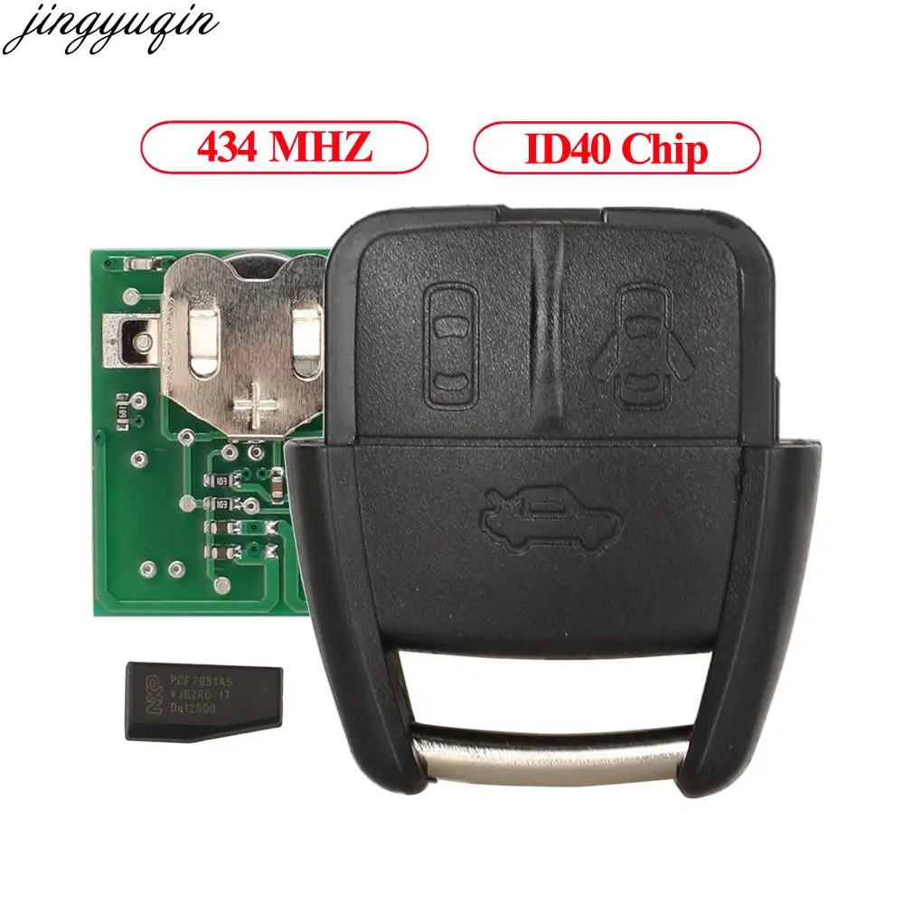 

Jingyuqin Remote Car Key Alarm 434MHZ ID40 For Chevrolet Opel Astra Zafira Vectra 1999 Brazil Version 3B With HU43/46/100 Blade