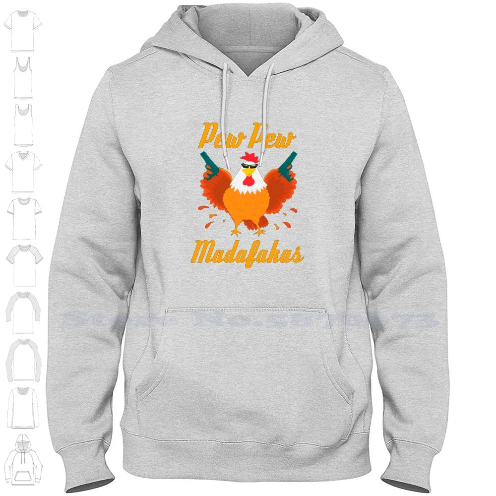 Madafakas Internet Meme Streetwear Sport Hoodie Sweatshirt Madafakas Gun Guns Weappon Rooster Chicken Farm Farm