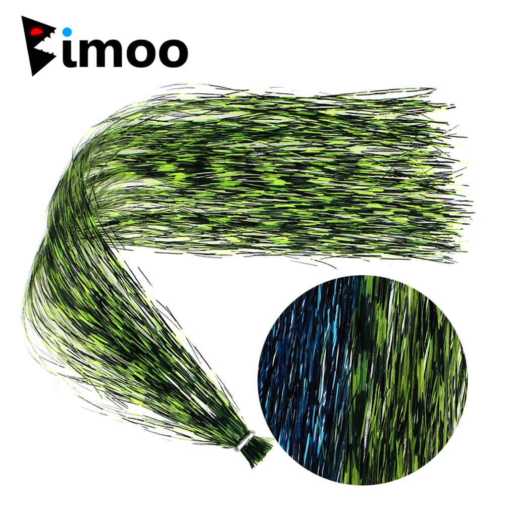 Bimoo 2 Packs Flash Synthetic Fiber Grizzly Barred Flashabou Tinsel Marabou Jigs Saltwater Fishing Streamers Winging Material