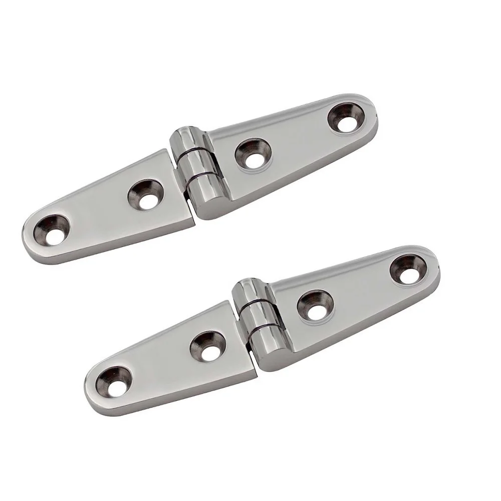 

2PCS 316 Stainless Steel Marine Strap Hinge With 4 Holes 100mm Heavy Duty Mirror Polish Boat Yacht Hardware Strap Hinges