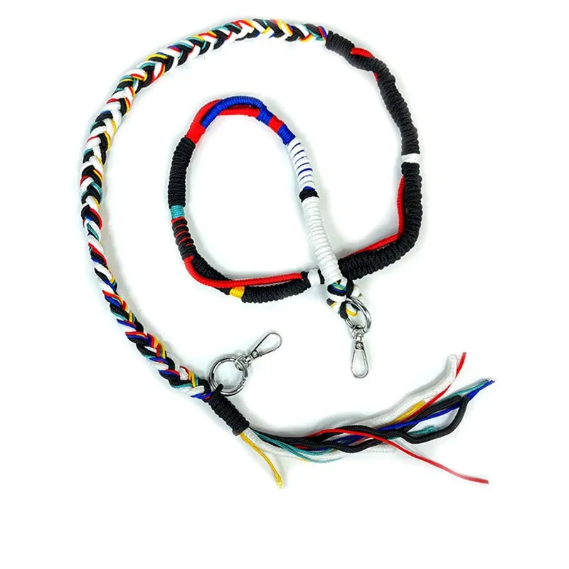 Luxury Lanyard Woven Key Chain Handmade DIY Landyard Colorful Rope Keychain Diagonal Bag Shoulder Strap Accessories Pants Chain