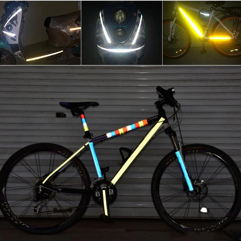 Fita refletiva para bicicleta, vermelho, branco, amarelo, lente micro prismática, refletores de luz, fita de bicicleta