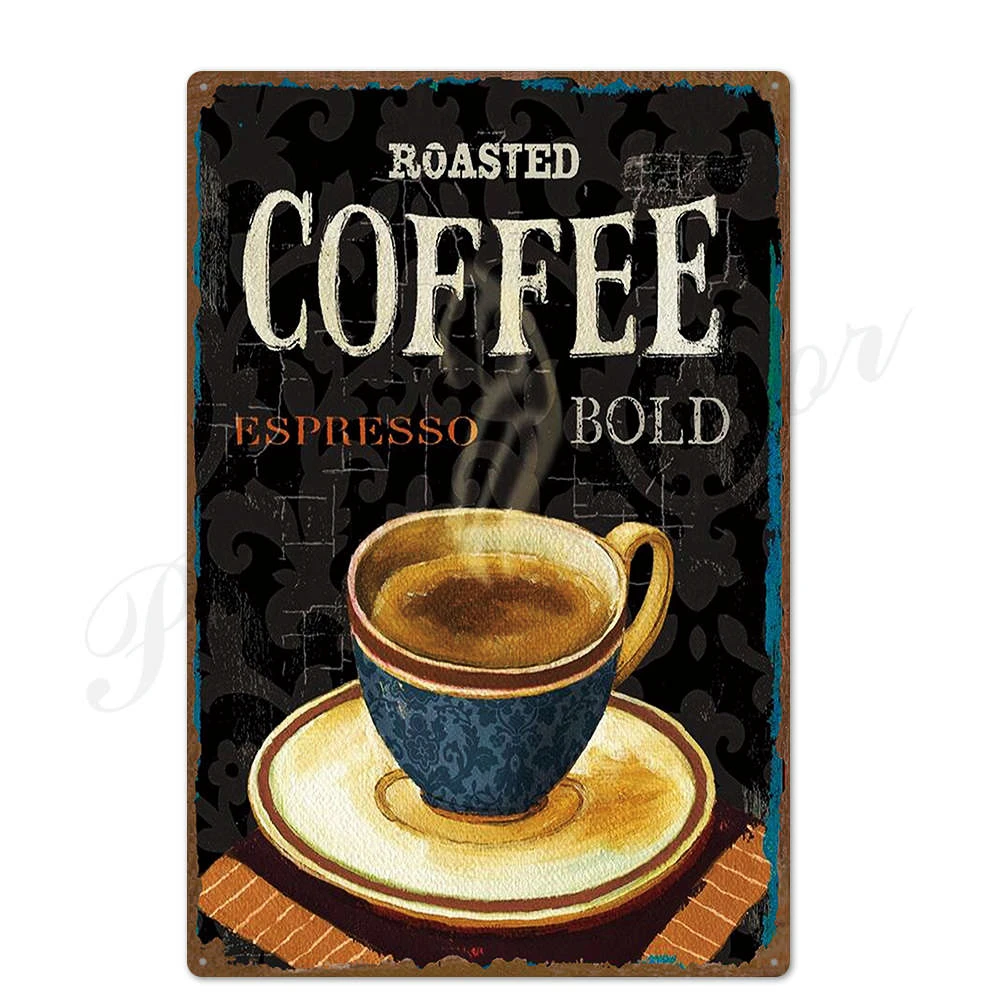 Coffee Menu Metal Sign for Cafe Bar Pub Wall Decor, Vintage Home Decor, Cappuccino Tin Signs, Latte Retro Plate Shots, A751