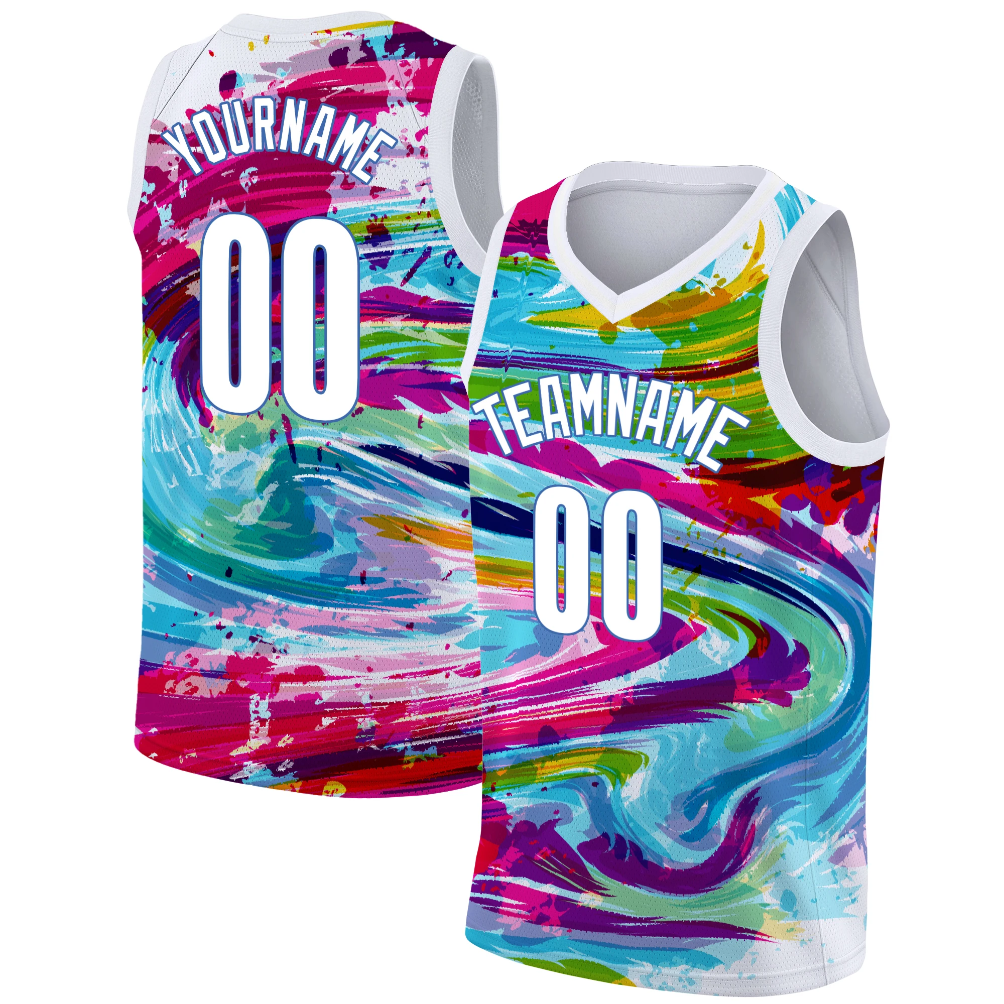 Custom Unique Basketball Shirt Fashion Graffiti Personalized Printing Basketball Jersey Outdoor Game Training Vest for Men/Youth