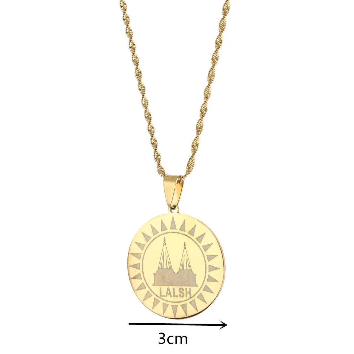 Lalish Pendant Chain Necklaces Gold Color Silver Color Stainless Steel Yezidi Faith Pilgrimage Jewelry for Women Girls