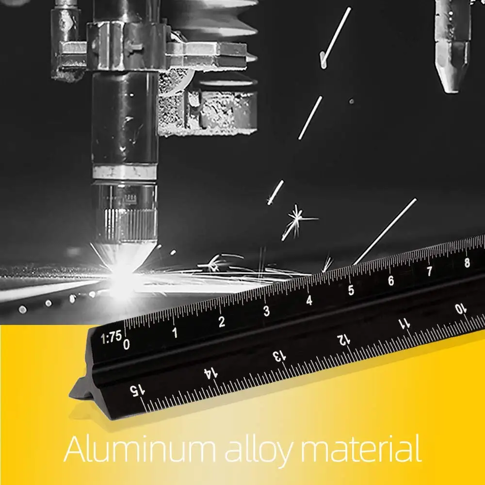 Imagem -04 - Régua Triangular de Alumínio Gravada a Laser Régua de Escala de 30cm para Arquitetos Arquitetura Estudantes Desenho de Estudantes Preto