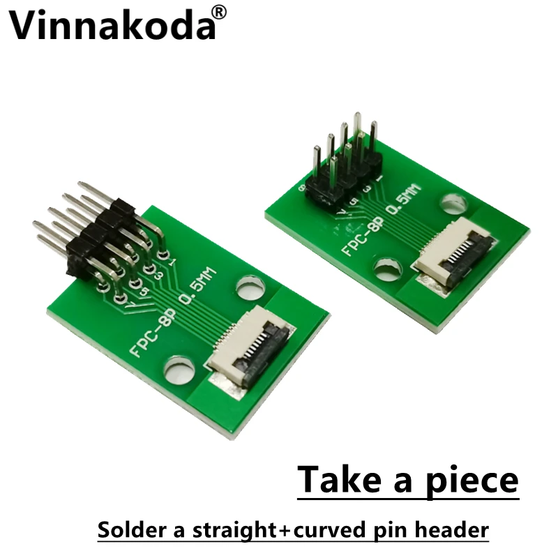 2PCS FFC/FPC adapter board 0.5MM-8P to 2.54MM welded 0.5MM-8P flip-top connector Welded straight and bent pin headers