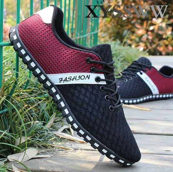 New Men\'s Fashion Shoes Summer Zapato Casual Breathable Mesh Flat Shoes Exercise Jogging Men Shoes Breathable Footwear