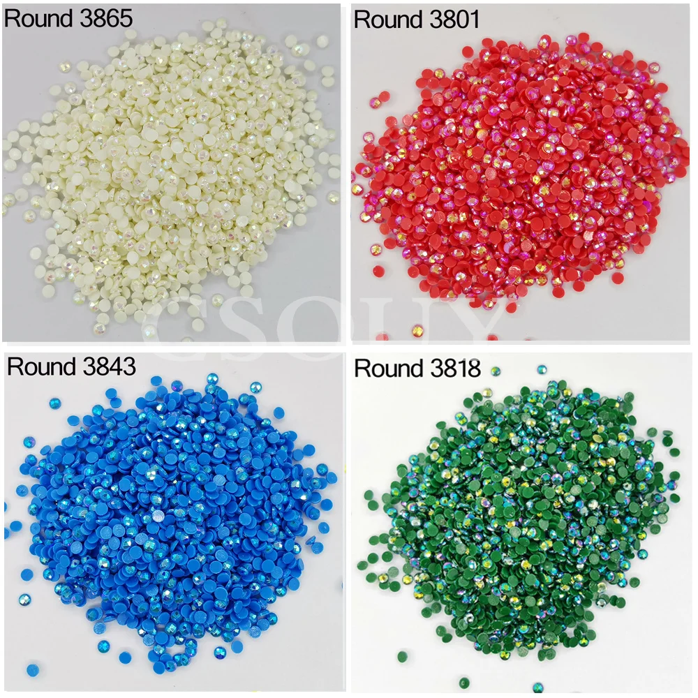 Round Color AB Stone Diamond Painting, Colored Diamond, Electroplating Mosaic Making Painting-3865 & Round Diamond