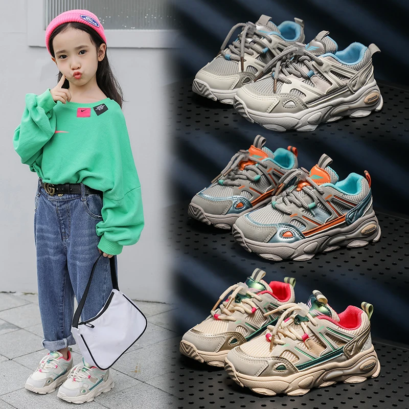 New Shoes For Children Lace-up Breathable Tenis Sweet Style Sneakers Kids High Quality Tenis Infantil Boy Girl Shoes