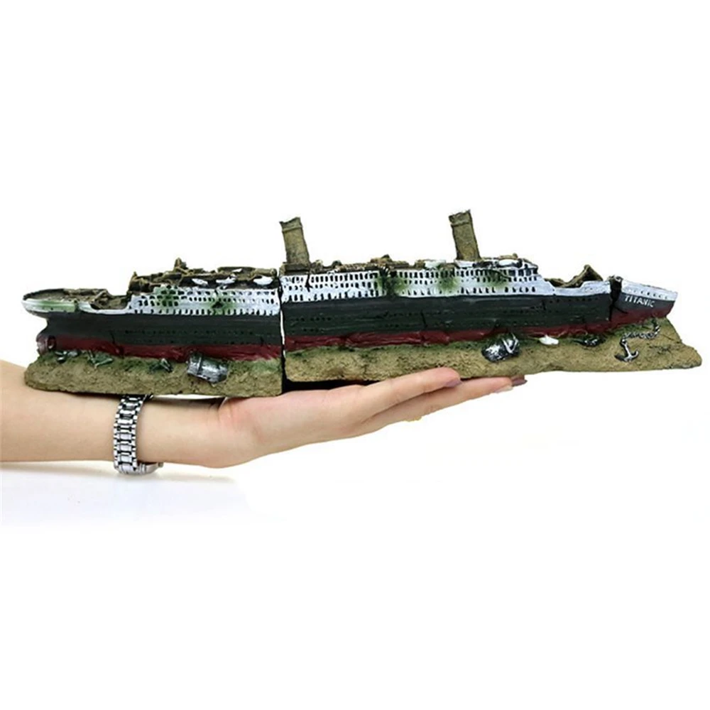 Aquarium for Fish Tank Landscape Wreck Ship Decor Resin Boat Ornament Aquarium Accessories Decoration Shipwreck Broken Ship 2024