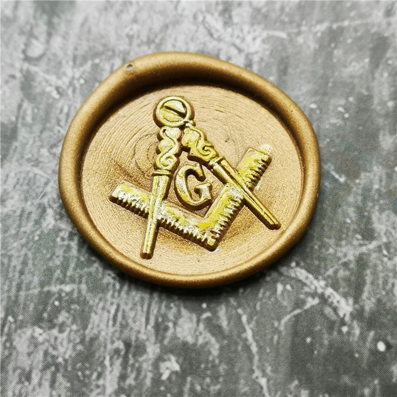 New Free-Mason Free and Accepted Masons logo The Free Mason\'s Symbo Compasses and trisquare Letter G wax seal stamp sealing wax