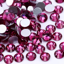 QIAO SS4-SS34 Fuchsia Rhinestone for Nail Art Flatback DIY Decoration Non Hotfix Crystal Stone Glue on Rhinestones