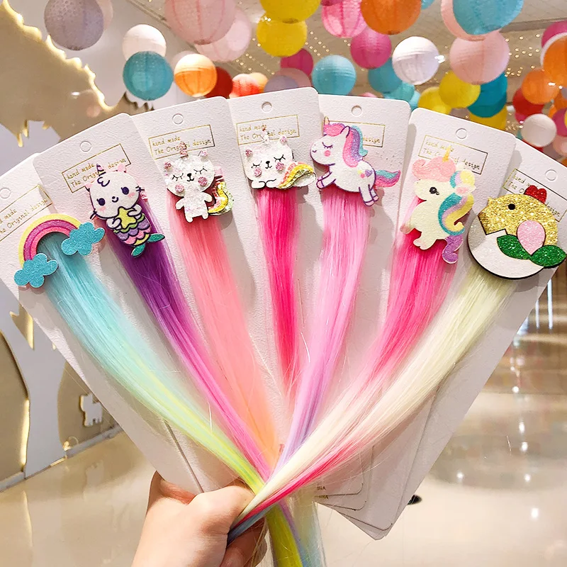 New Girls Cute Cartoon Unicorn Colorful Braid Headbands Hair Clips Sweet Hair Ornament Hairpins Kids Fashion Hair Accessories