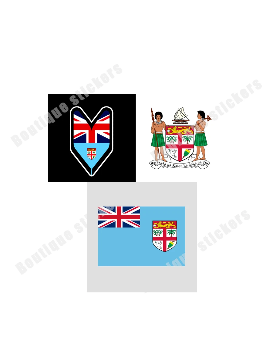 Fiji Flag National Emblem Driver Badge Sticker Waterproof Sunscreen Cover Scratch Place Rear Windshield Body Car Window Helmet
