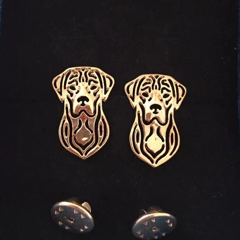 G.SKY Dog Earrings Labrador Retriever Handmade Necklace Carved Hollow Jewelry A pair of earrings Earrings Gold and Silver Color