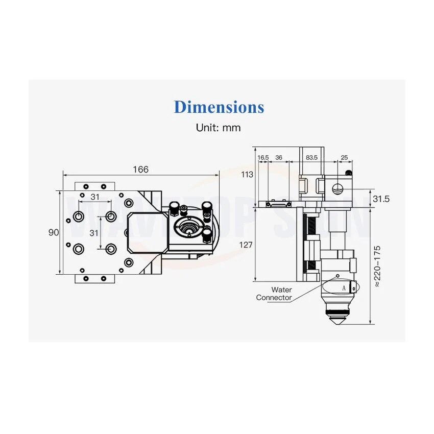 300W/500W/ 600W  Co2 Metal Cutting Laser Head