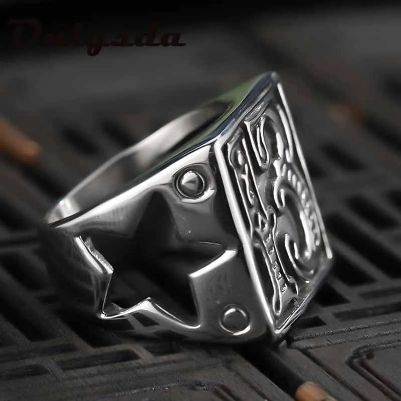 Punk Rock Fashion Letter Ring Man Style Stainless Steel Rings For women Retro Wedding Custom Jewelry Gift Anel 029