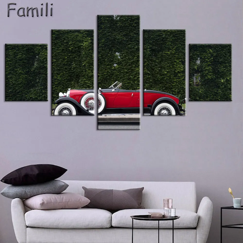 

Modular Poster Wall Art Canvas HD Printed Home Decor Framed 5 Panel Retro Cars Landscape Pictures Modern Movie Painting PENGDA