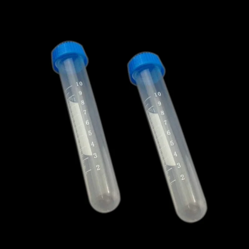 

10ml 100Pcs/Pack Clear Plastic centrifuge tube PP Microcentrifuge Round-bottomed with screw cap Plastic Test Sample Vials