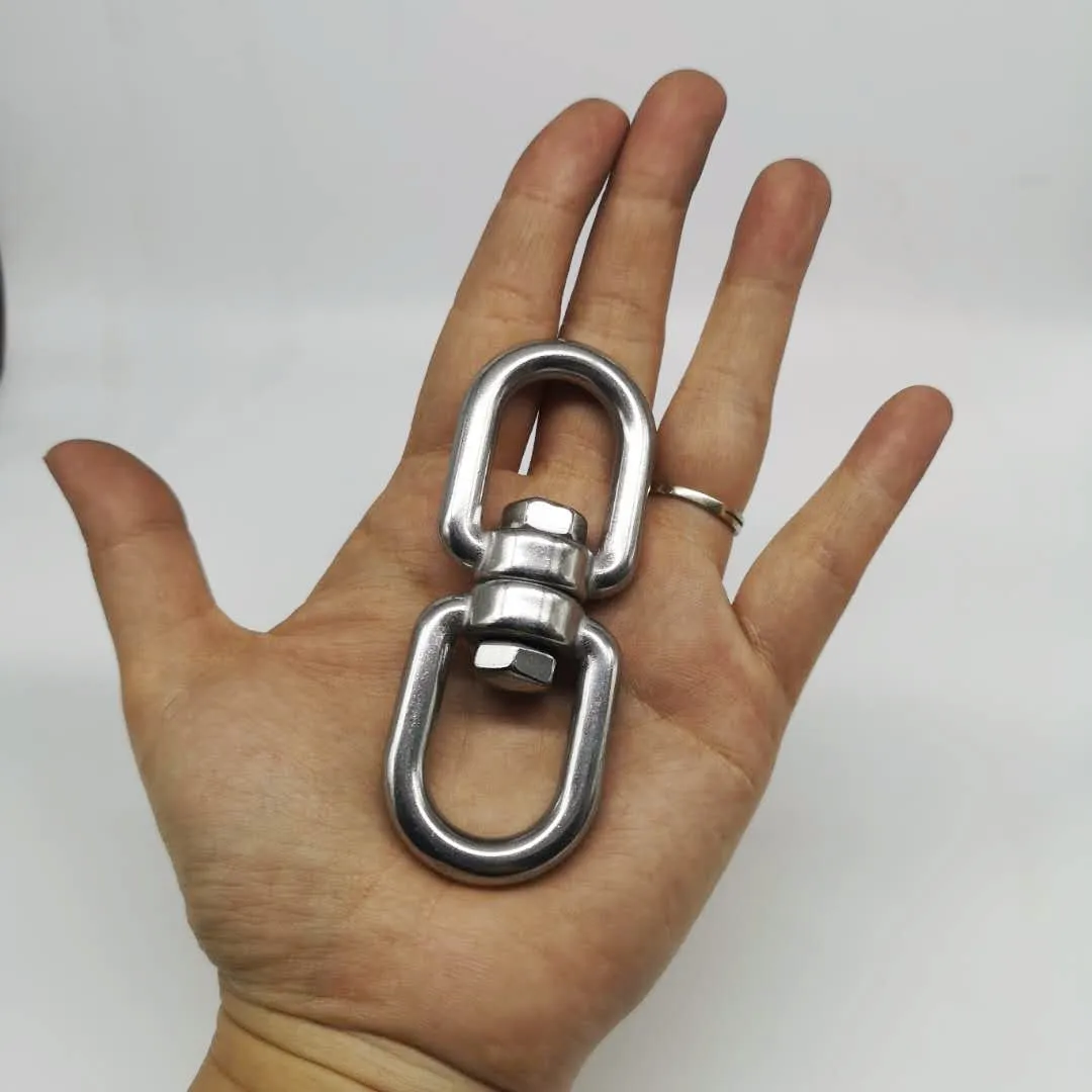 1 pcs M8 Thickness 304 Stainless Steel Double End Eye Swivel Hook Shackle