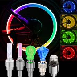 Neon Bicycle Valve Lamp Car Motorcycle Color Cool LED Wheel Tire Light With Battery Bike Valve Caps Skull Gem Flash Hot Wheels