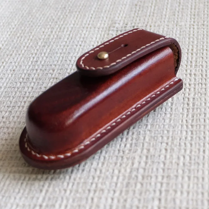 Handmade Leather Belt Pouch Vegetable Tanned Leather Protective Case for 91mm Swiss Army Knife