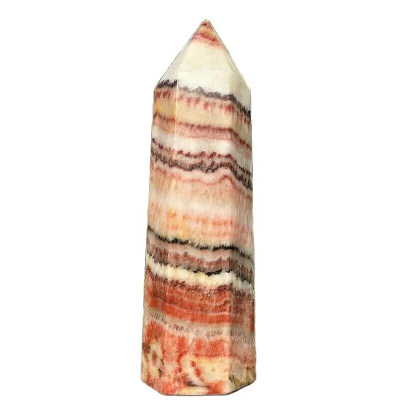 Natural Pork Stone Column Quartz Crystal Tower Point Healing Madafascar