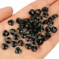 30pcs/lot Black Love Crystal Pendant Beads 8mm Heart Charms Glass Beads DIY Necklaces Earrings Gems For Jewelry Making Findings