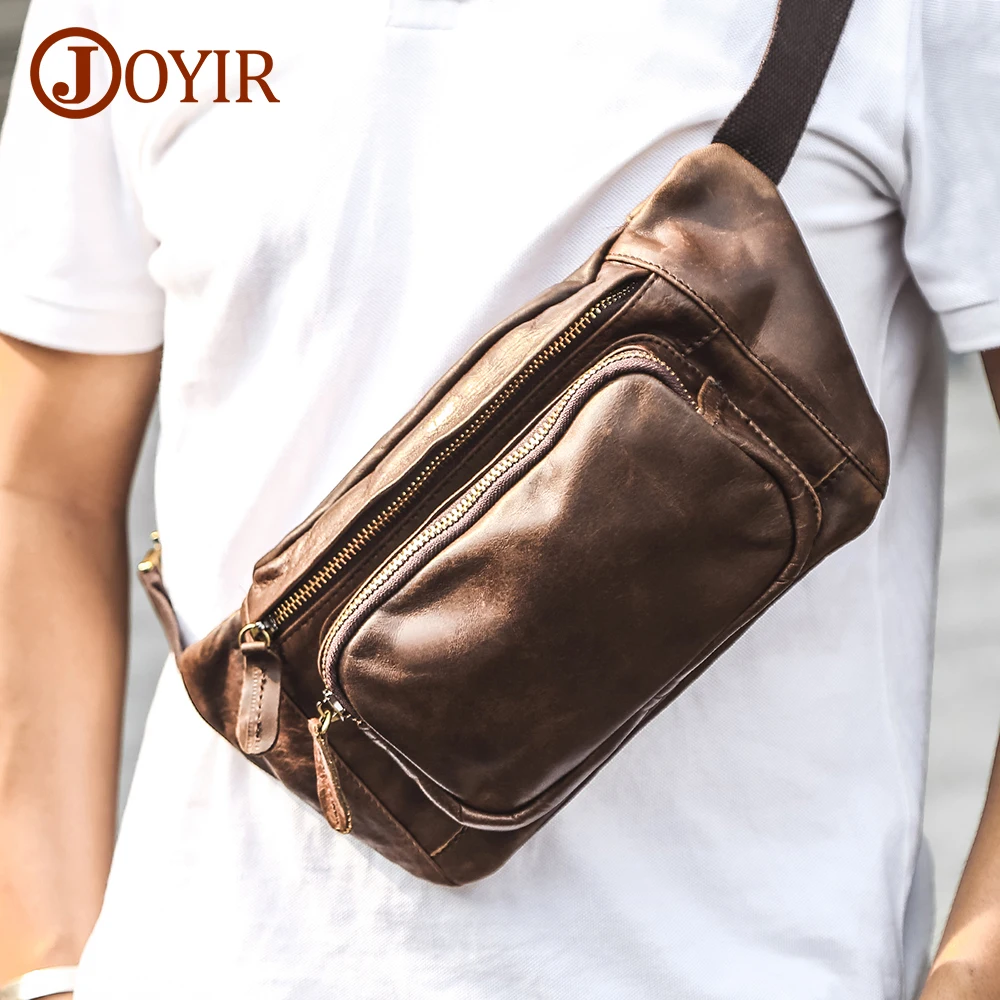 

JOYIR Cow Leather Waist Bag for Men Vintage Fanny Pack Male Belt Pouch Bag Casual Cell Phone Multifunction Chest Bag 2021