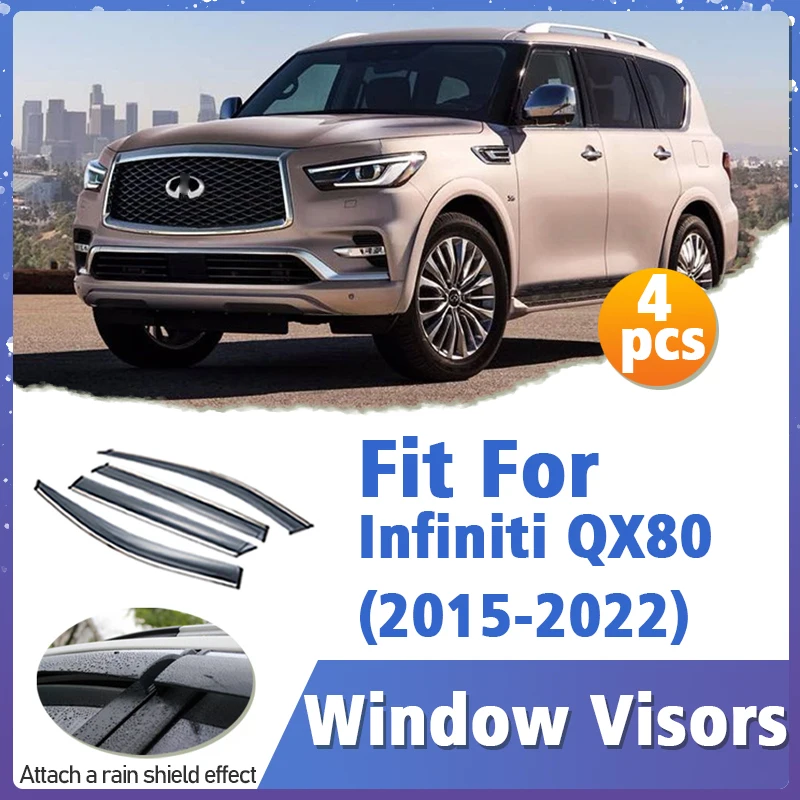 

Оконный козырек для Infiniti QX80 2015-2022, вентиляционная крышка, отделка, навесы, защита от солнца, дождя, дефлектор, автоаксессуары