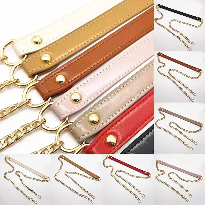 120cm PU Leather Gold Metal Chain Shoulder Bag Strap Buckle Handle DIY Repalcement Solid Handbag Bag Accessories Correa Bolso