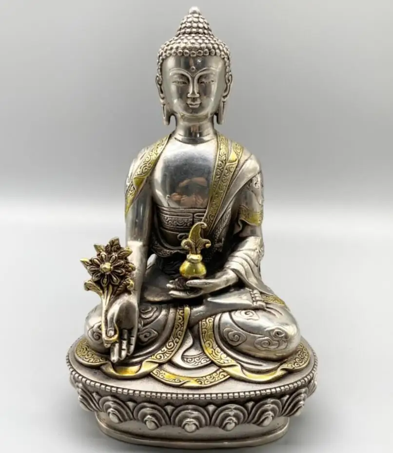 

Archaize White copper Medicine Buddha crafts statue