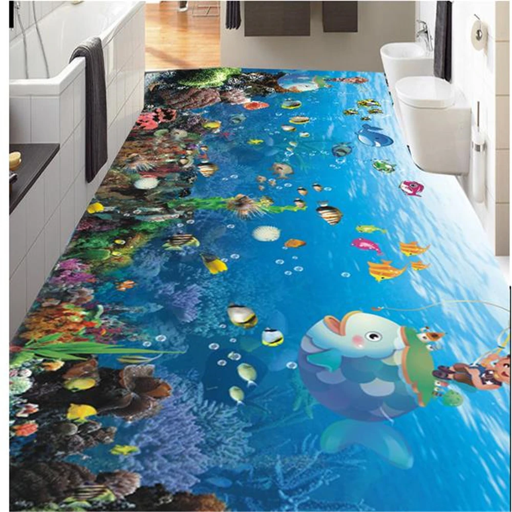 

Custom floors 3d stereoscopic wallpaper 3D Ocean World Floor Decoration Painting pvc self-adhesive wallpaper