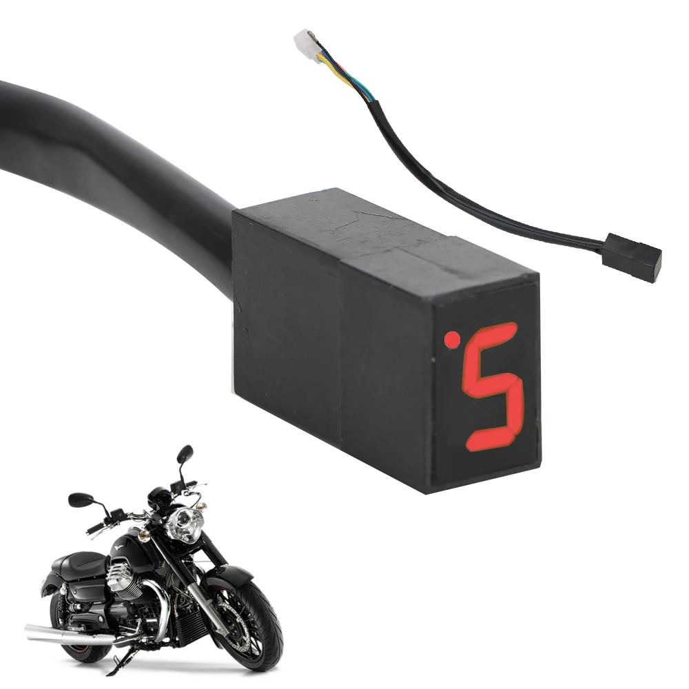 Motorcycle Gear Indicator Universal LED Display Motorcycle Exterior 5 Gears Motorcycle Shift Lever Sensor Speed Display Meter