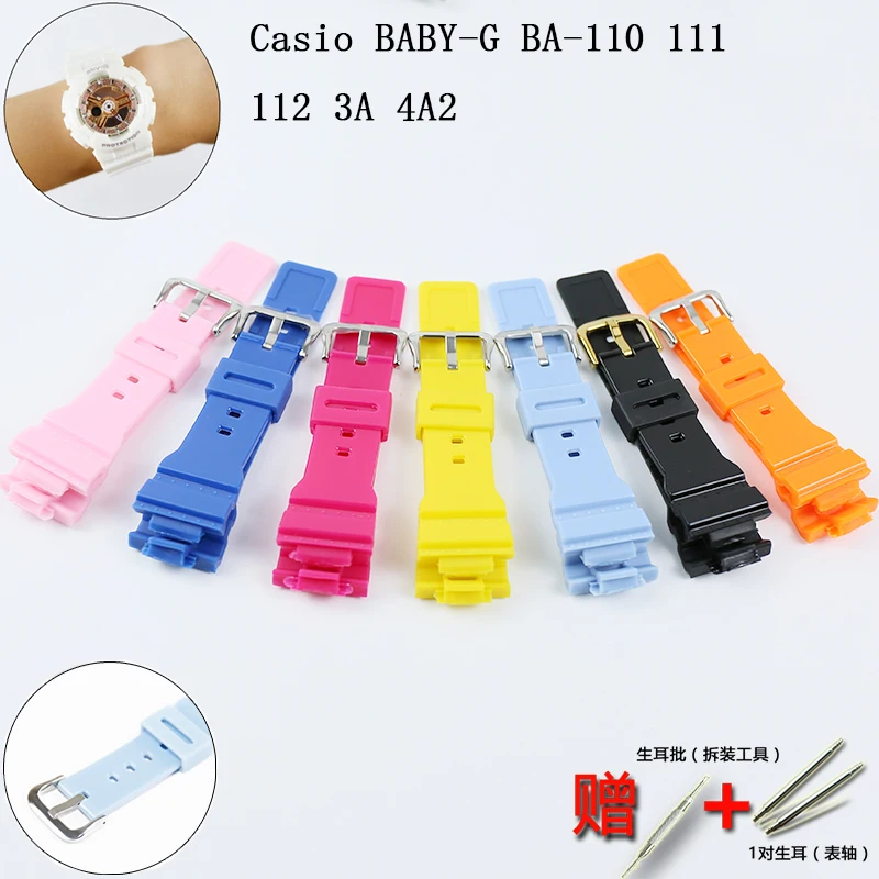 Watch accessories pin buckle 14mm For Casio BABY-G BA-110 111 112 3A 4A2 men\'s and women\'s resin silicone rubber sports strap