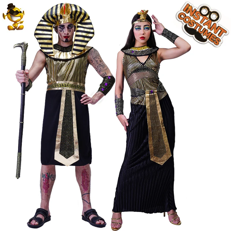 QLQ Christmas Costumes Role Playing Adult Egyptian Pharaoh Clothes Cosplay Men Halloween Costumes Women Egyptian Cleopatra Queen