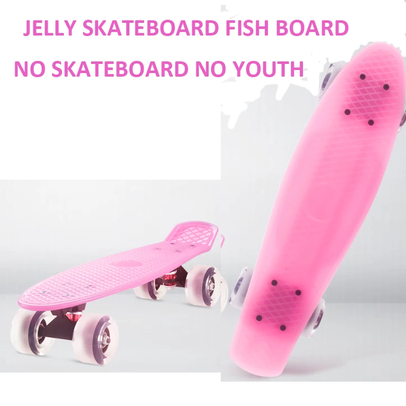 Jelly Pink-monopatín antideslizante para hombre, patineta Retro de 57x15cm, ruedas de PVC, plataforma PP, Mini Cruiser Penny, Longboard Pastel